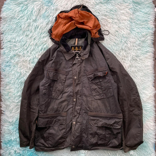 Dark Grey Barbour Naval Coat Sylkoil Greatcoat - XL