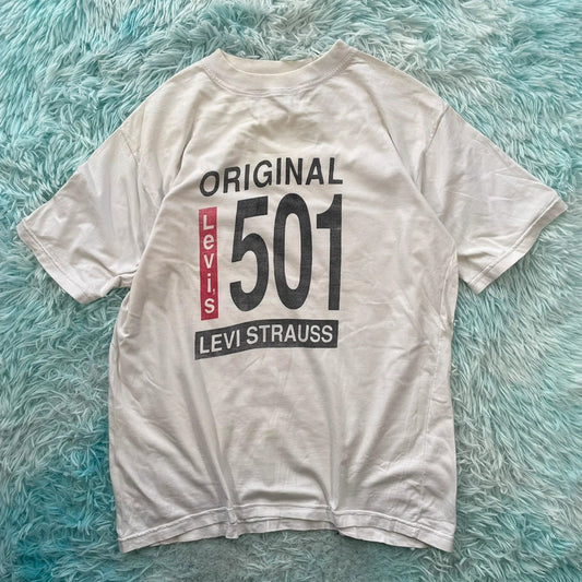 Vintage 90s White Levi’s 501 Graphic T Shirt - XL