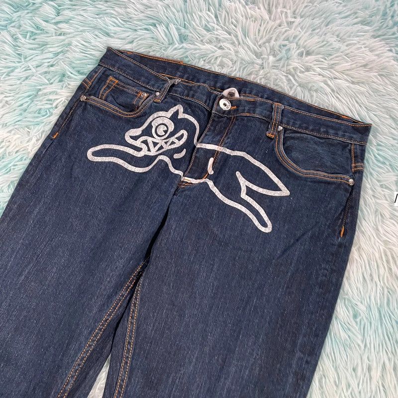 Navy Icecream Jeans Dog Print BBC - 38W 32L