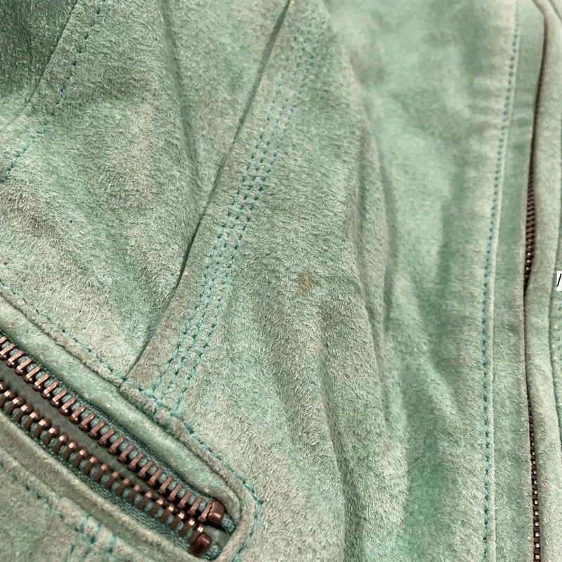 Vintage Y2K Mint Green Suede Leather Jacket - Womens Small