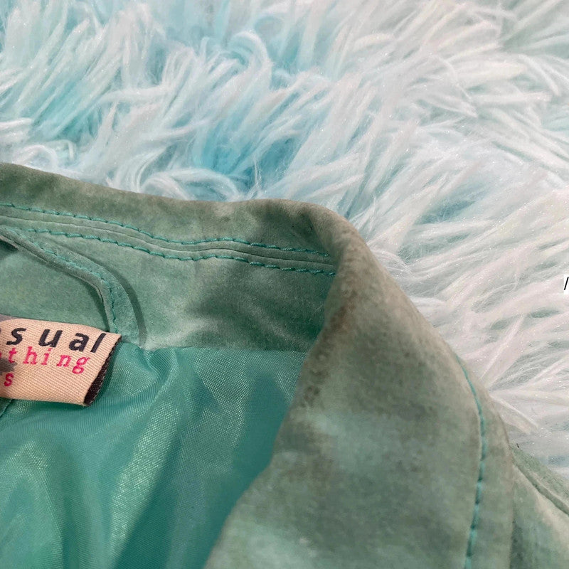 Vintage Y2K Mint Green Suede Leather Jacket - Womens Small