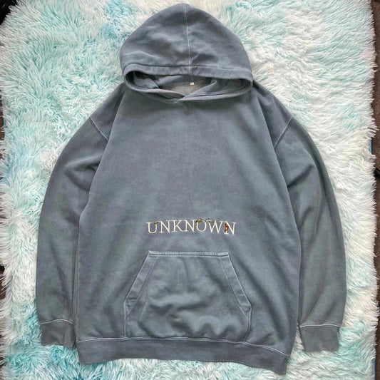 Blue Unknown Embroidered Hoodie Heavyweight - Large