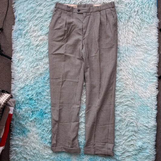 Vintage 90s Black & White Dogtooth Pattern Trousers - W36