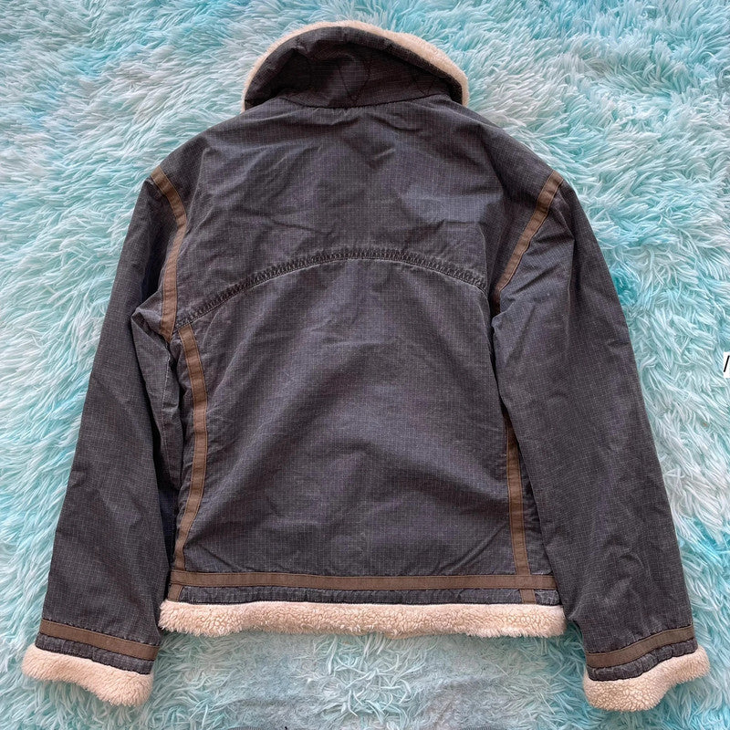 Vintage Y2K Grey Pepe Jeans Sherpa Fleece Jacket - Medium