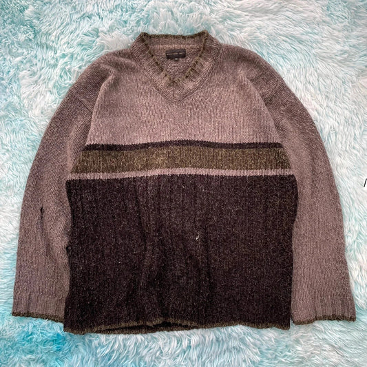 Vintage 90s Grey Chunky Knitted Jumper - Medium