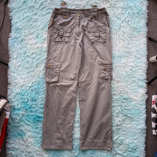 Vintage Y2K Grey Cargo Trousers Pants - Size 12