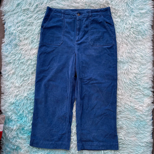 Blue Oliver Bonas Wide Leg Corduroy Trousers - Size 12