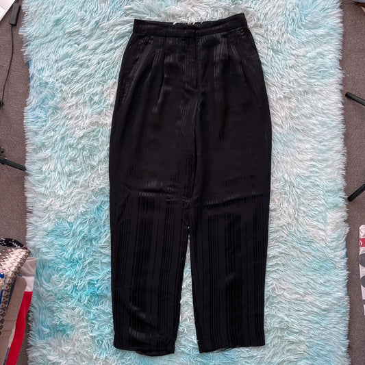 Black Jigsaw Patterned Trousers - Size 8