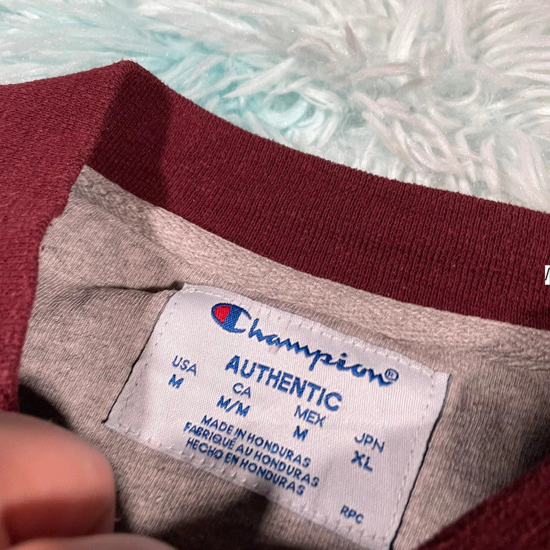 Vintage Maroon Champion Sweatshirt Plain - Medium