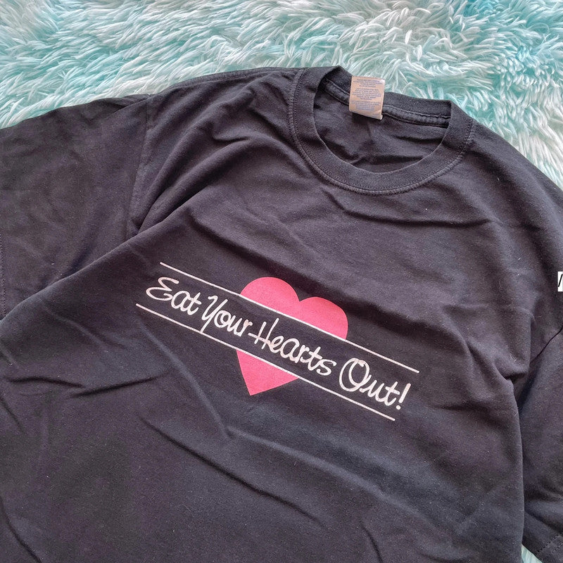 Vintage 00s Black Eat Your Hearts Out T Shirt - L