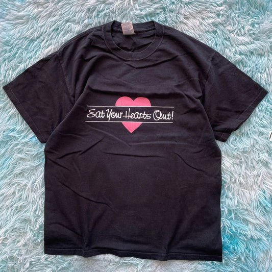 Vintage 00s Black Eat Your Hearts Out T Shirt - L