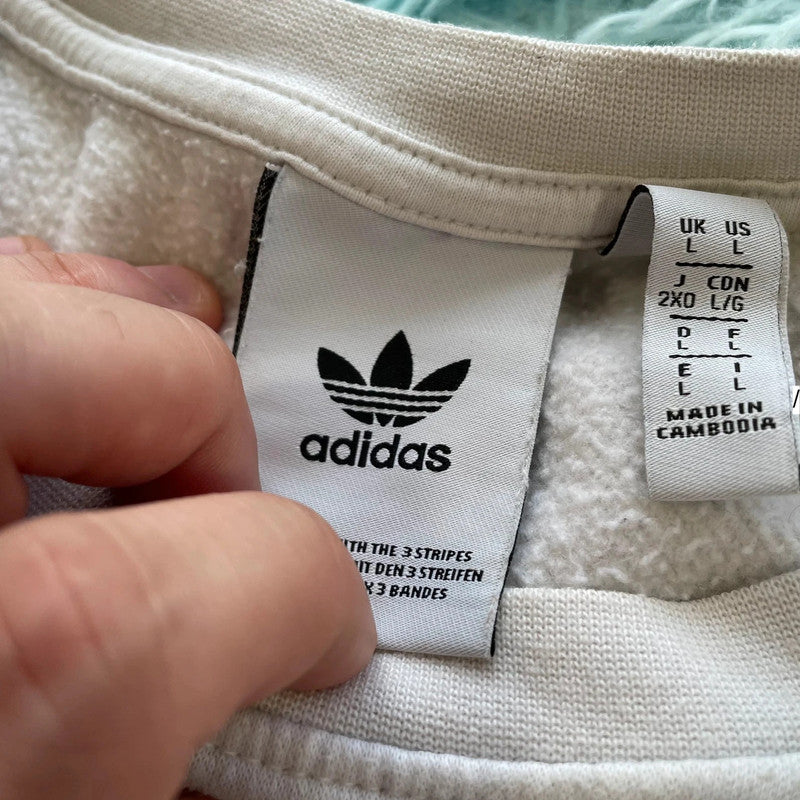 Cream White Adidas Sweatshirt- Large