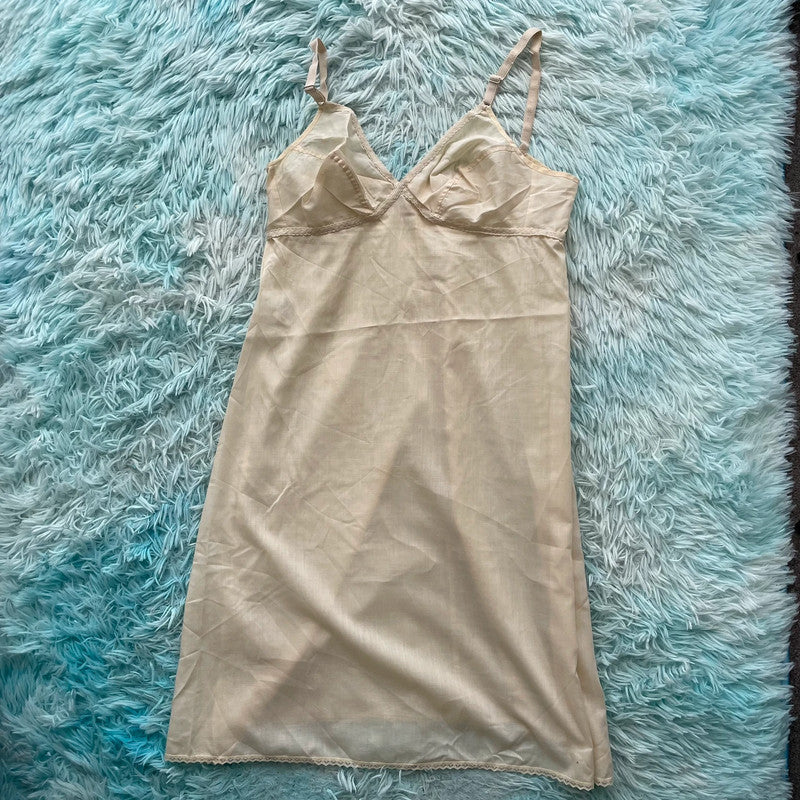 Vintage 70s Cream St Michael Night Dress Slip - 36”