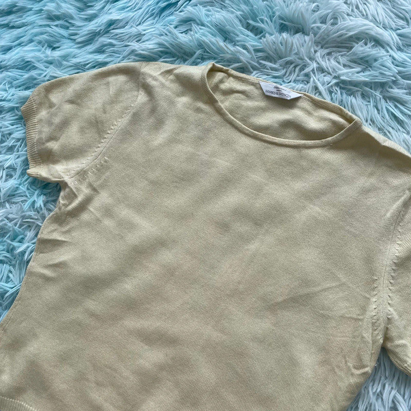 Vintage 90s Cream St Michael Baby Tee - Size 12