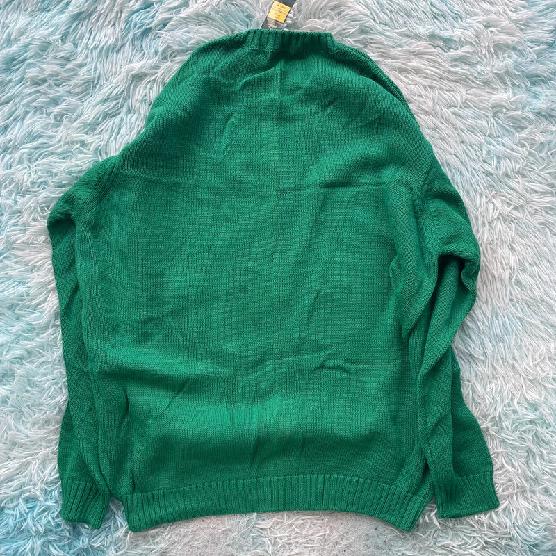 Vintage 90s Green Plain St Michael Knitted Jumper - Large