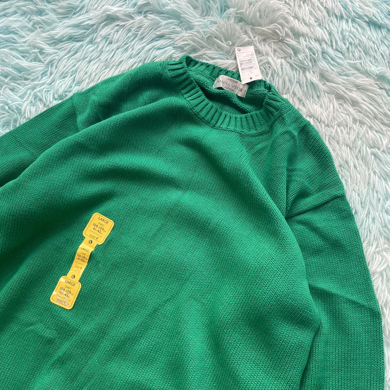 Vintage 90s Green Plain St Michael Knitted Jumper - Large