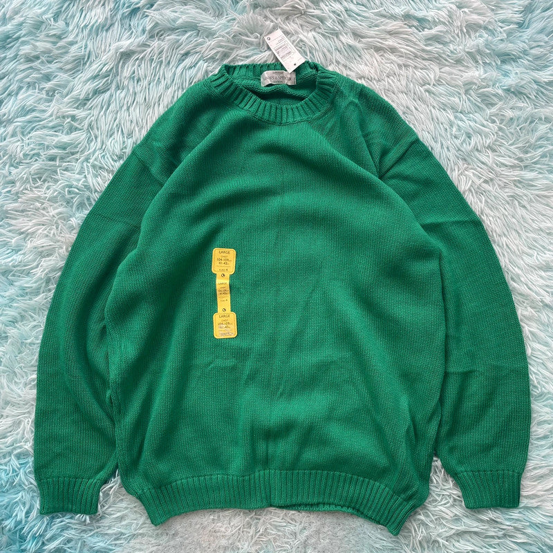 Vintage 90s Green Plain St Michael Knitted Jumper - Large
