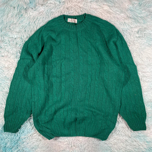 Vintage 90s Green St Michael Cable Knit Jumper - Large
