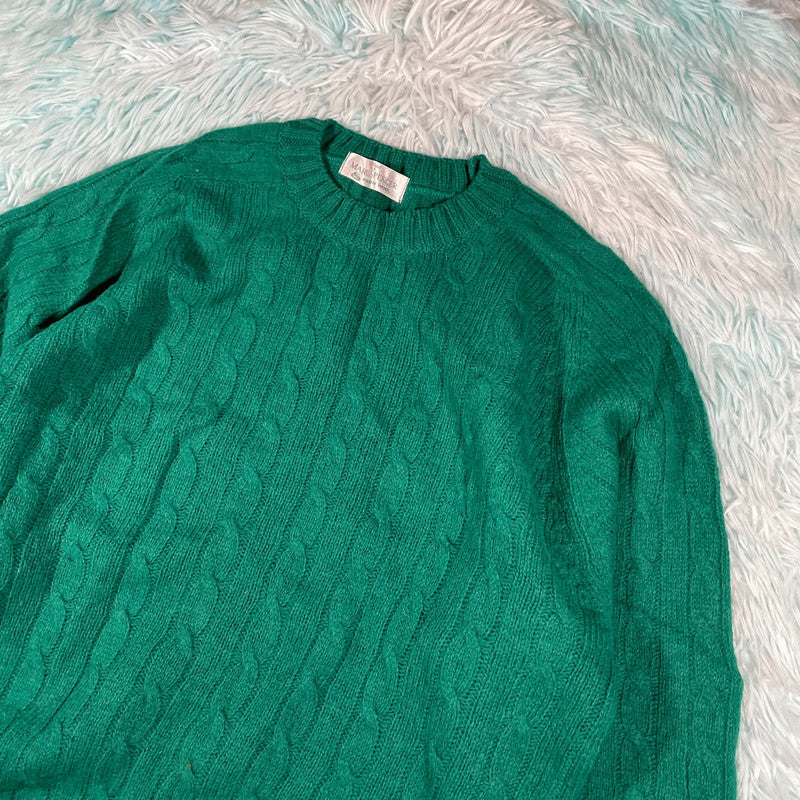 Vintage 90s Green St Michael Cable Knit Jumper - Large