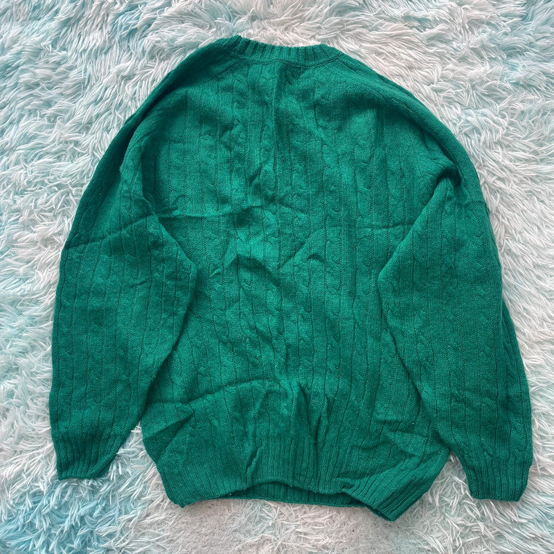 Vintage 90s Green St Michael Cable Knit Jumper - Large