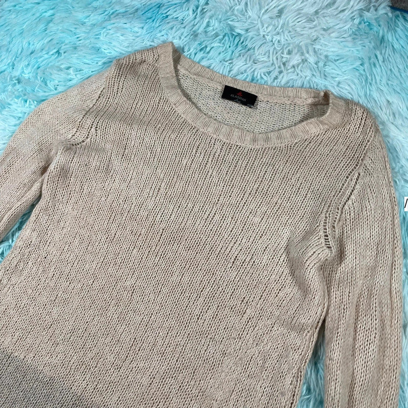 Beige Alashan Long Jumper Merino Wool Cashmere - Medium