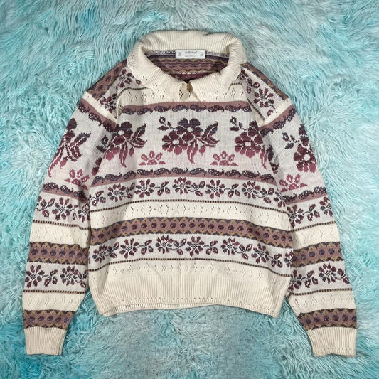 Vintage 80s St Michael Floral Grandma Jumper - Size 16