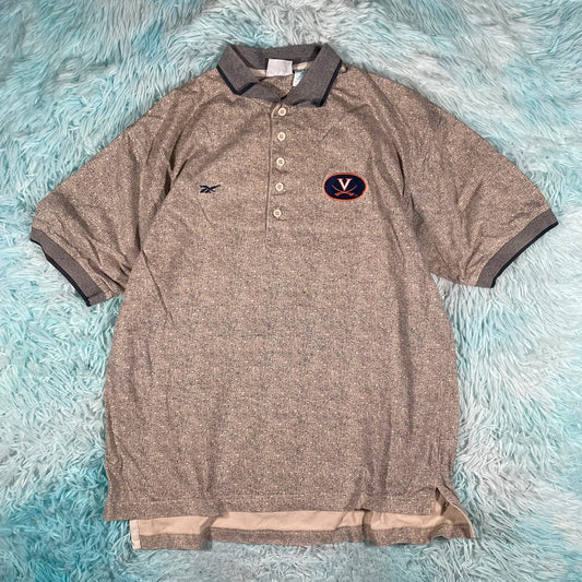 Vintage 90s Virginia Cavaliers Reebok Polo Shirt Patterned - Large