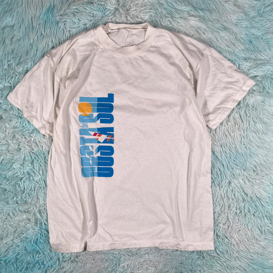 Vintage 90s White Costa del Sol Graphic T Shirt - Medium
