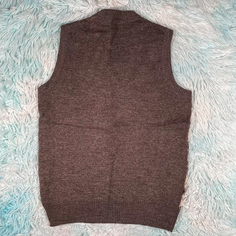 Vintage 90s Brown Grunge Patterned Sweater Vest - Small
