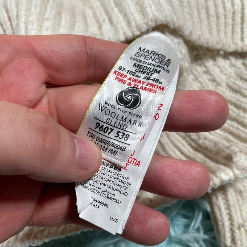 Cream Marks & Spencer Cable Knit Jumper - Medium