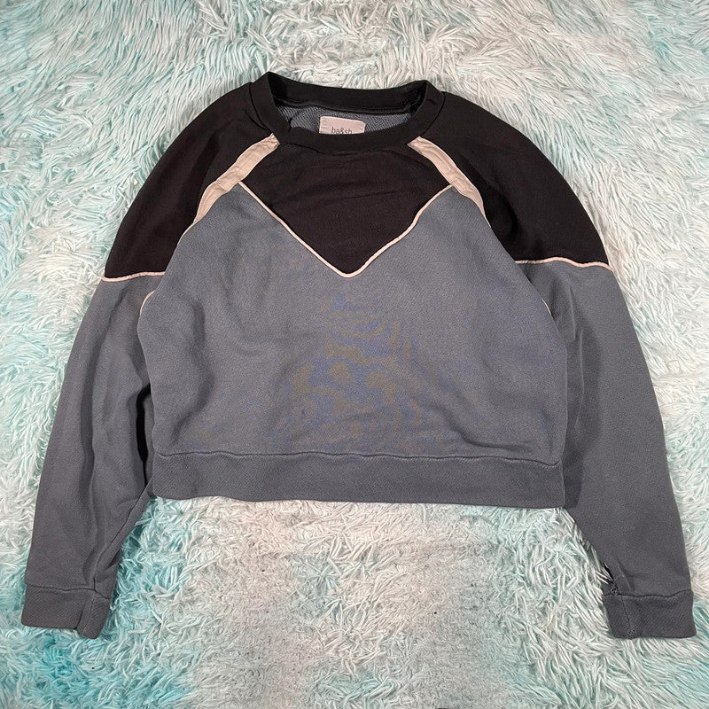 Blue & Black Ba&Sh Cropped Sweatshirt - Small