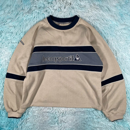 Vintage 90s Beige Le Coq Sportif Sweatshirt - XS