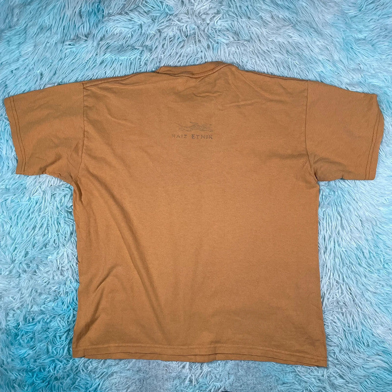 Vintage 90s Yellow Tribal Print T shirt - Large