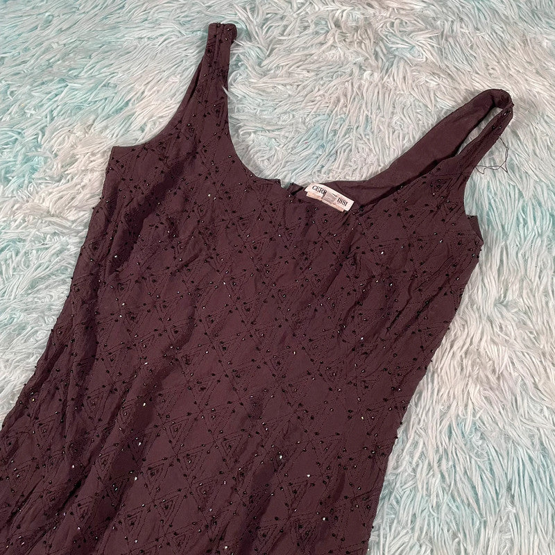 Vintage Y2K Brown Sequinned Top Cerutti 1881 - Size 8