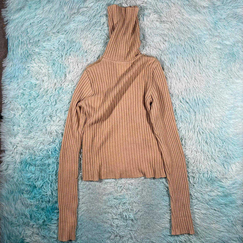 Beige BDG Fitted Knitted Jumper Faux Fur - Medium