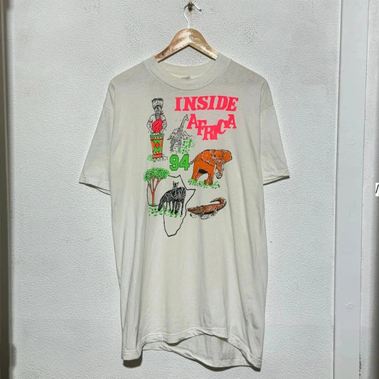 Vintage 1994 White Inside Africa Graphic T Shirt - Small