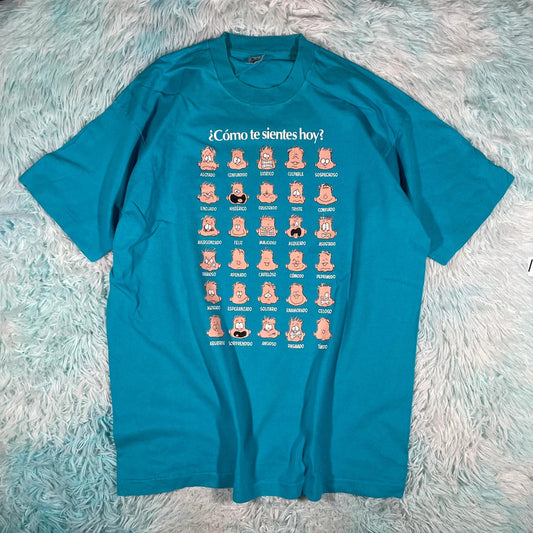 Vintage 90s Blue Spanish Comedy Graphic T Shirt - XL
