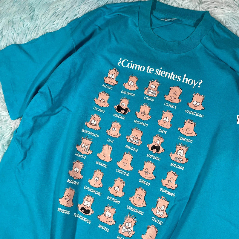 Vintage 90s Blue Spanish Comedy Graphic T Shirt - XL