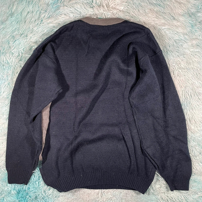 Vintage 90s Navy Darts Embroidered Knitted Jumper - XL