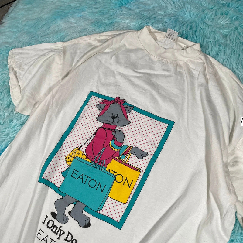 Vintage 90s Eaton Shopping Graphic T Shirt - XL