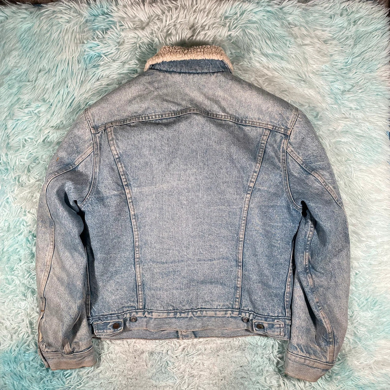 Vintage 80s Levi’s Denim Sherpa Jacket Orange Tab - Large