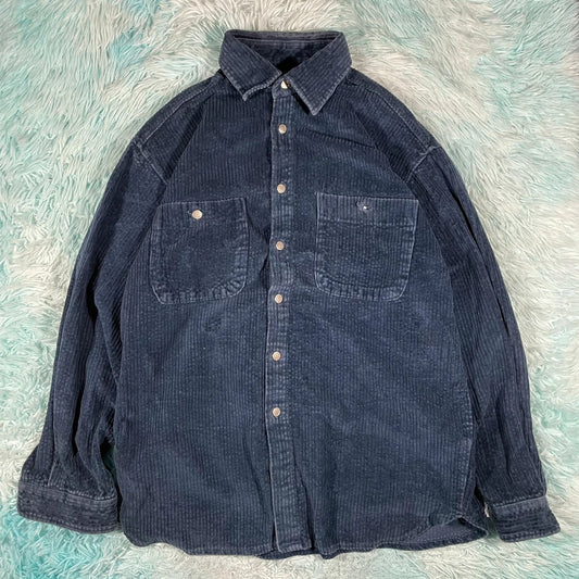 Vintage 90s Navy Jumbo Corduroy Shirt - Medium