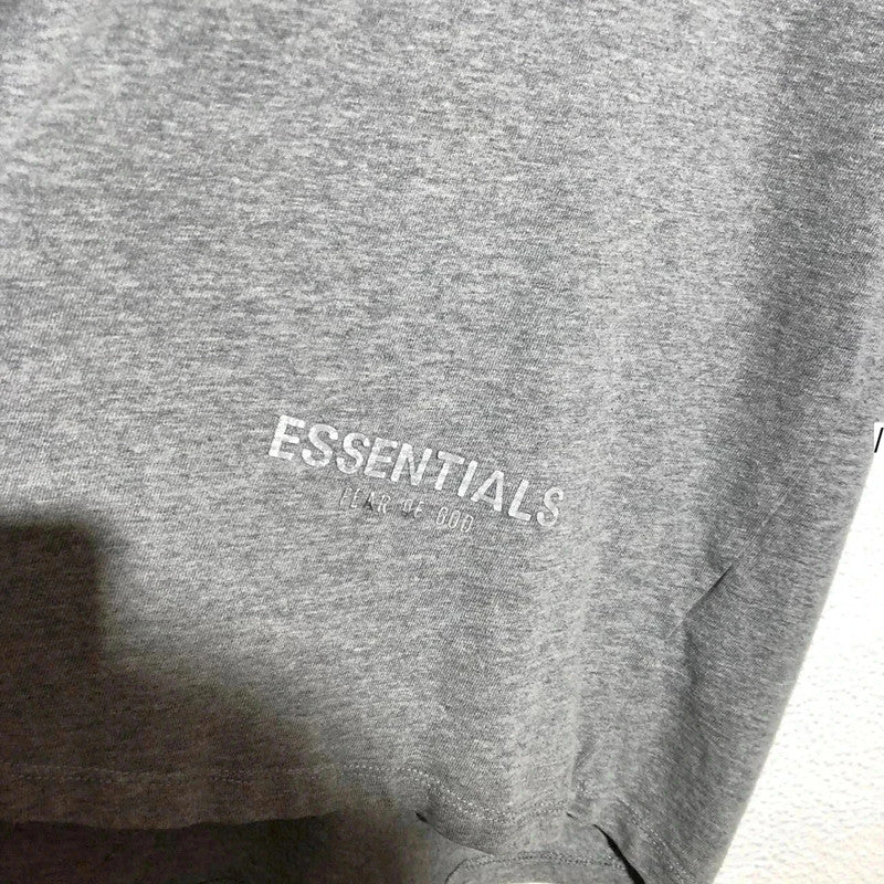 Grey Fear of God Essentials T Shirt Reflective Print - Large