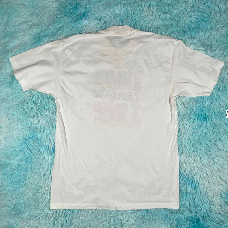 Vintage 90s White Graphic T Shirt - Womens Large