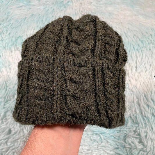 Khaki Green Wool Beanie Hat Fine & Dandy
