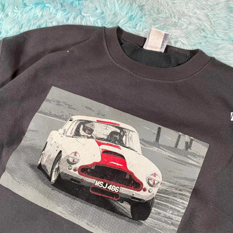 Vintage 00s Grey Aston Martin DB4 Graphic Sweatshirt - Large