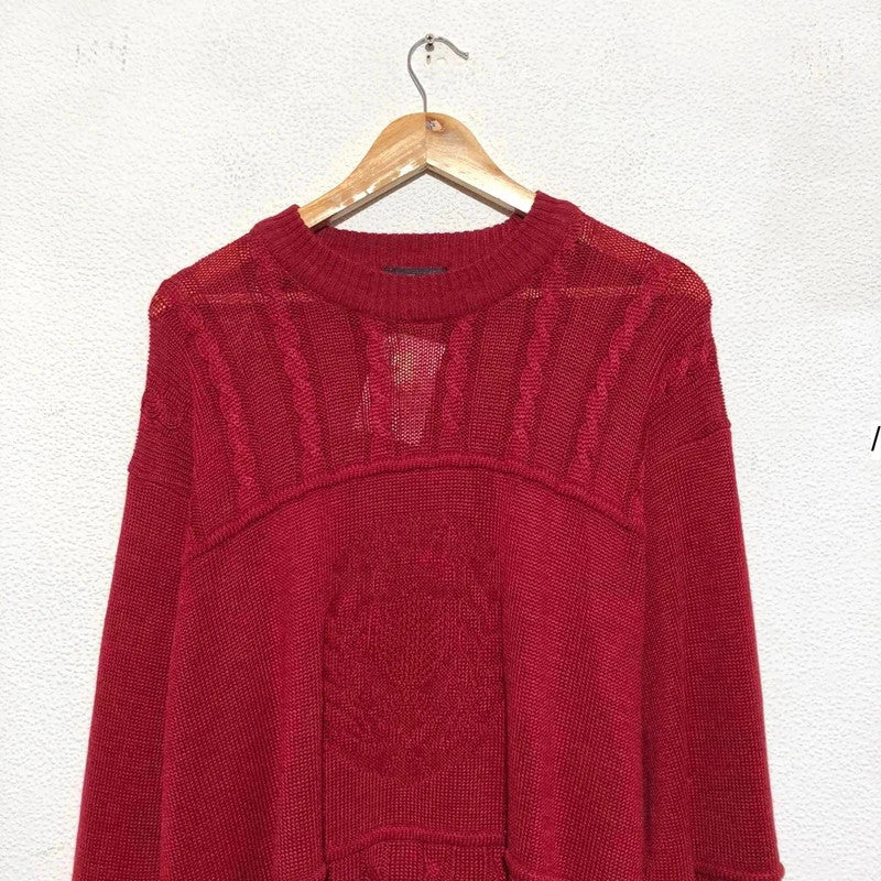 Vintage 80s Red St Michael Knitted Jumper - XL