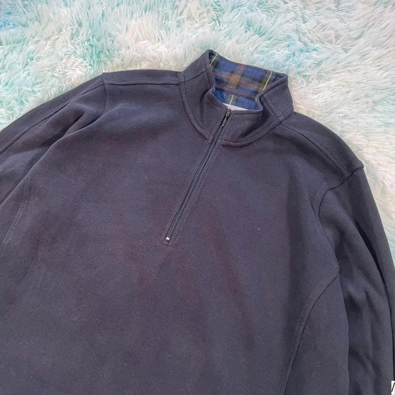 Navy Orvis 1/4 Zip Sweatshirt Plain - XL