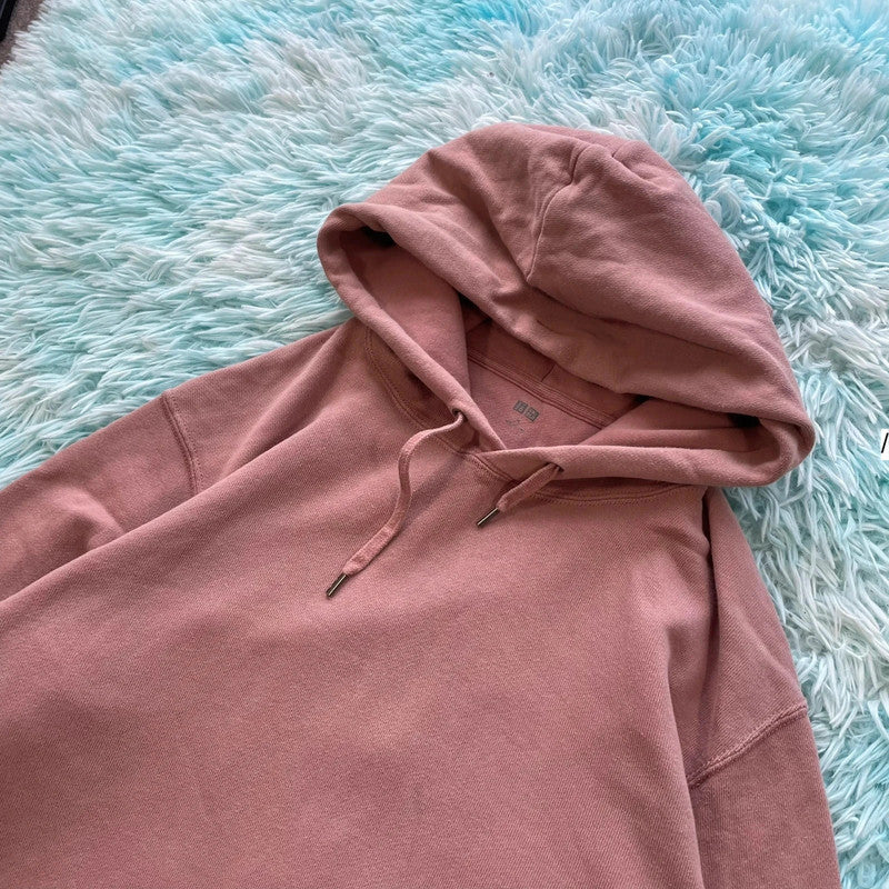 Rose Pink Uniqlo Blank Hoodie Plain - Medium