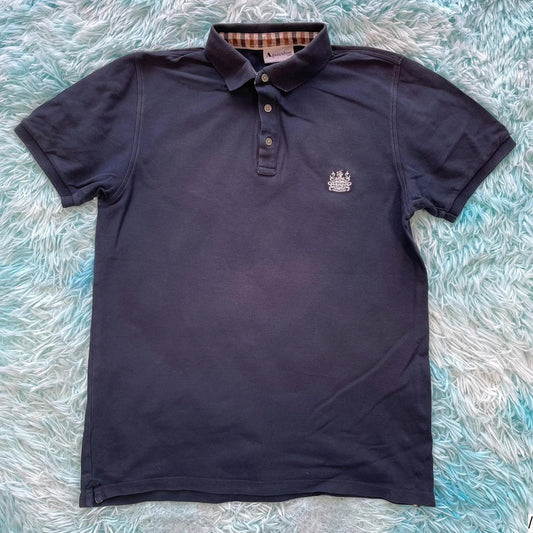 Navy Aquascutum Polo Shirt - Medium